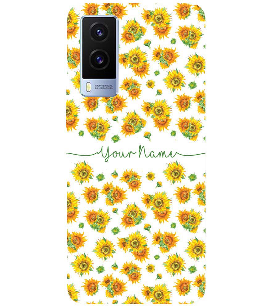 IK5006-Yellow Flowers with Name Back Cover for Vivo V21e 5G