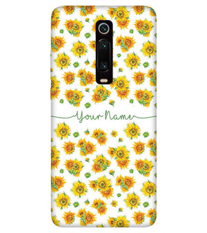 IK5006-Yellow Flowers with Name Back Cover for Xiaomi Redmi K20 and K20 Pro