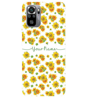 IK5006-Yellow Flowers with Name Back Cover for Xiaomi Redmi Note 10S