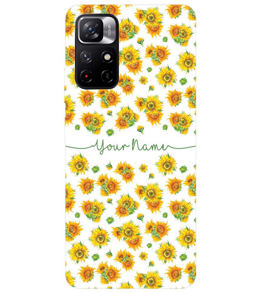 IK5006-Yellow Flowers with Name Back Cover for Xiaomi Redmi Note 11T 5G