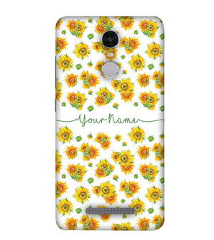 IK5006-Yellow Flowers with Name Back Cover for Xiaomi Redmi Note 4