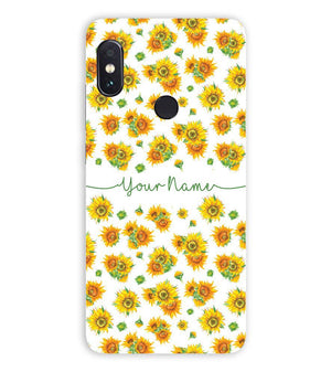 IK5006-Yellow Flowers with Name Back Cover for Xiaomi Redmi Note 5 Pro