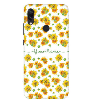 IK5006-Yellow Flowers with Name Back Cover for Xiaomi Redmi Note 7