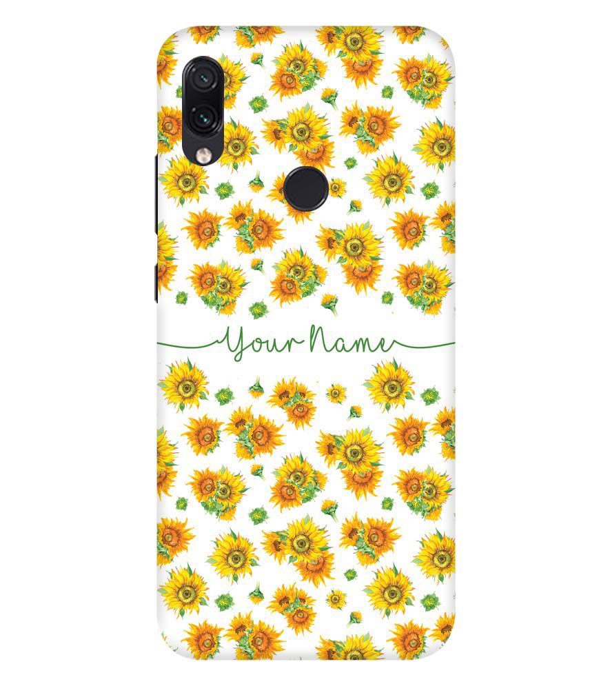 IK5006-Yellow Flowers with Name Back Cover for Xiaomi Redmi Note 7 Pro