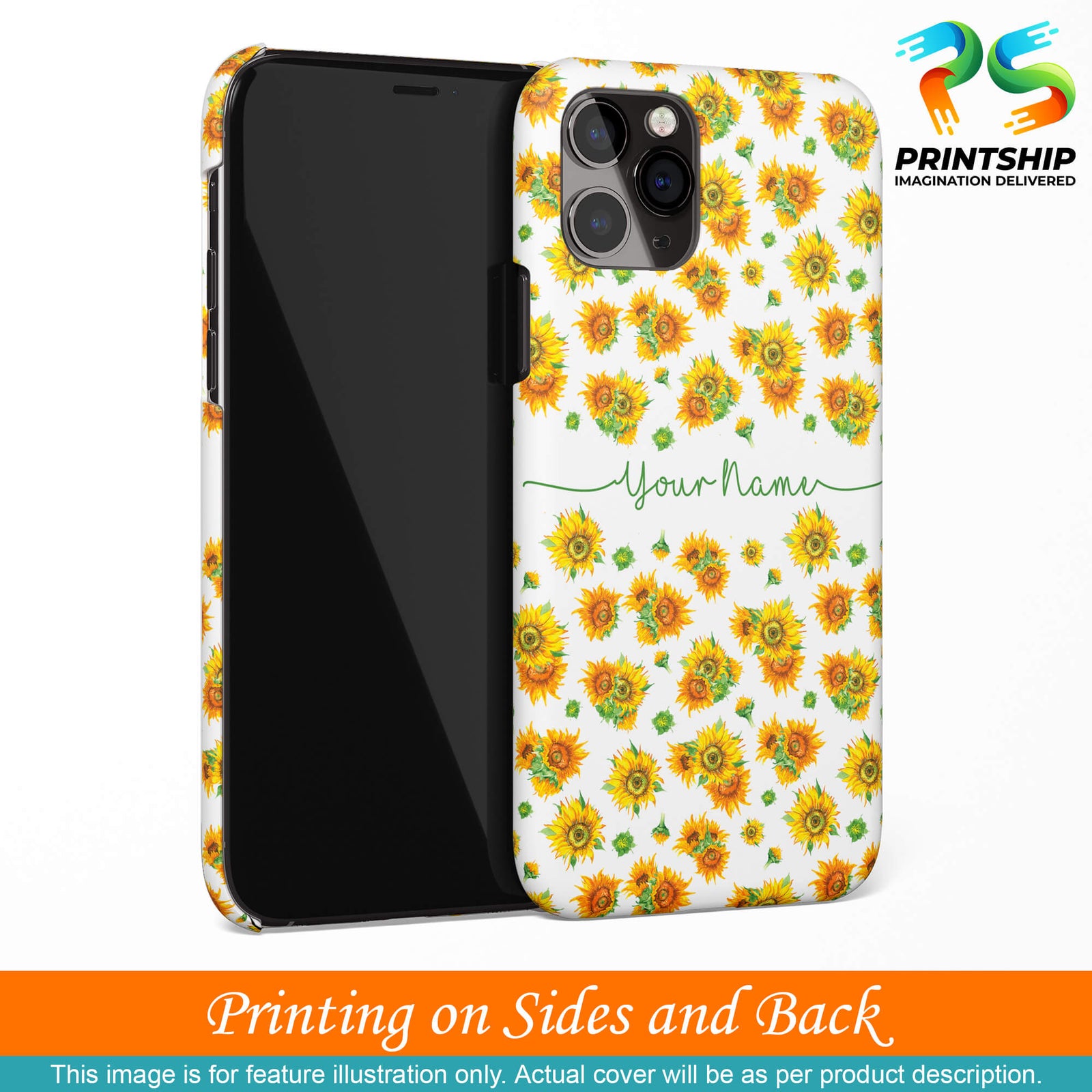 IK5006-Yellow Flowers with Name Back Cover for Samsung Galaxy A03 Core-Image3
