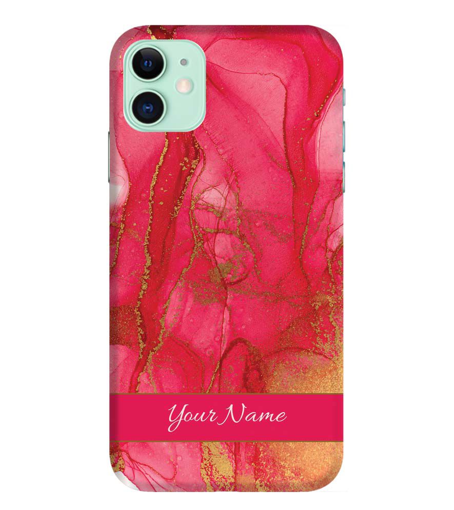 IK5010-Hot Pink Marble with Name Back Cover for Apple iPhone 11