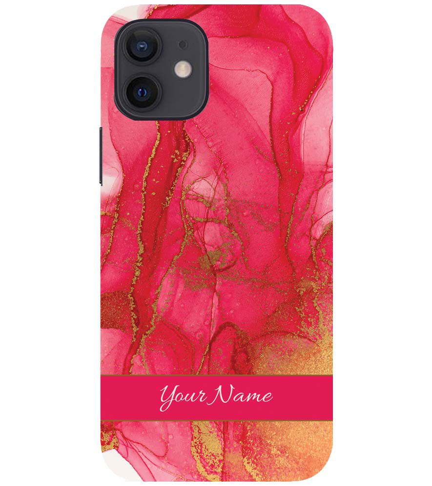 IK5010-Hot Pink Marble with Name Back Cover for Apple iPhone 12