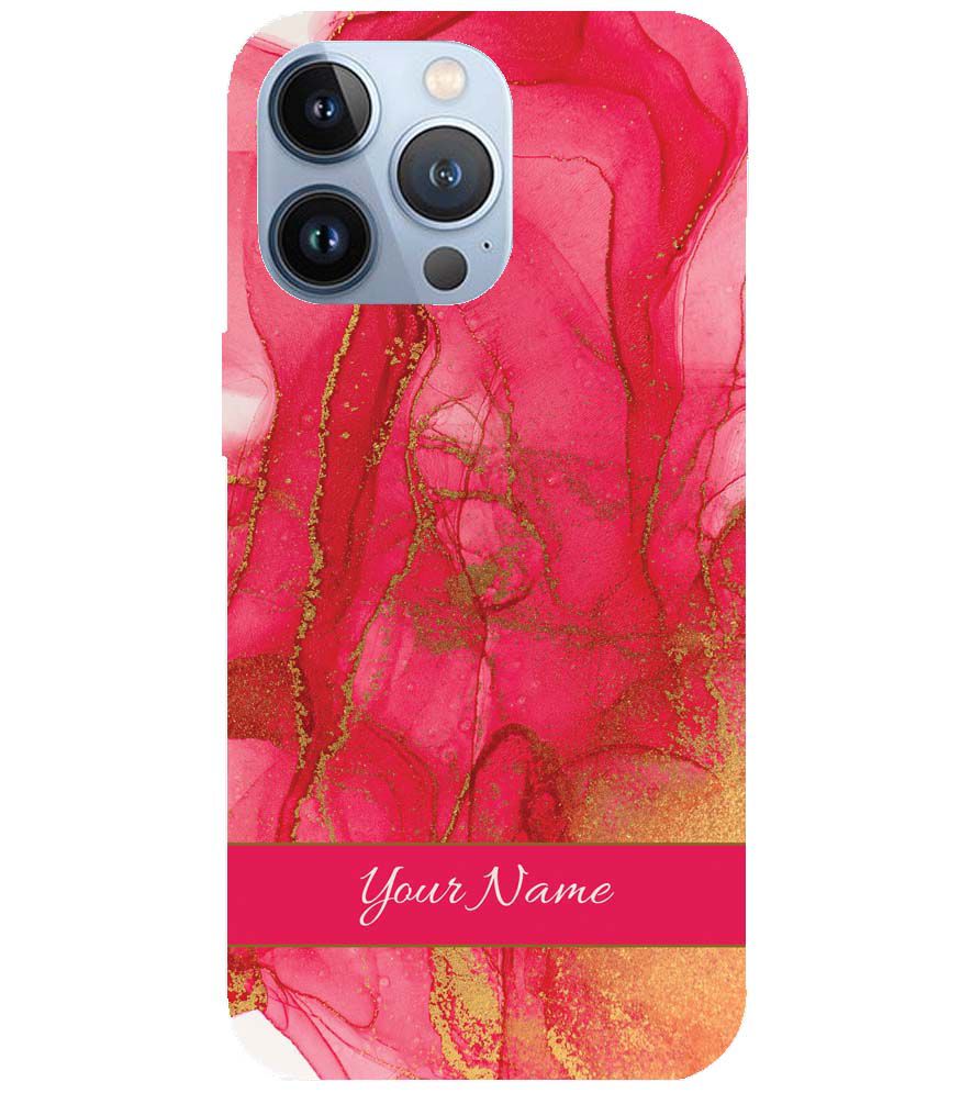 IK5010-Hot Pink Marble with Name Back Cover for Apple iPhone 13 Pro