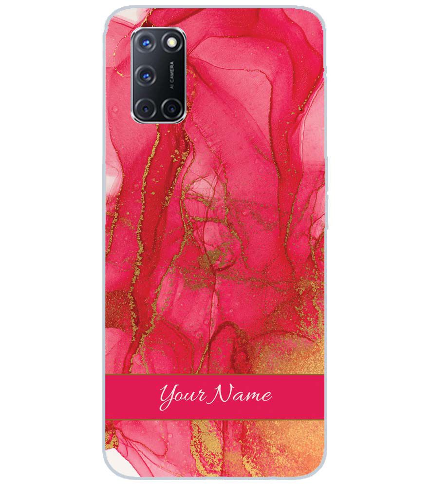 IK5010-Hot Pink Marble with Name Back Cover for Oppo A92