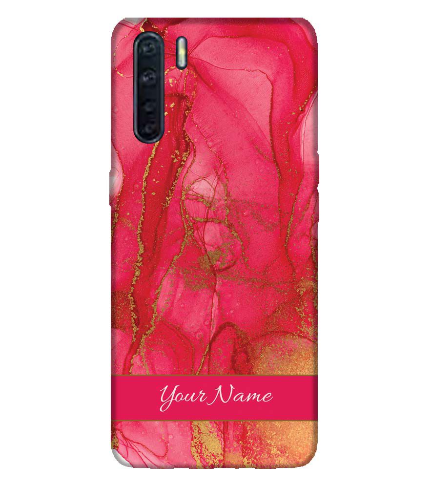 IK5010-Hot Pink Marble with Name Back Cover for Oppo F15