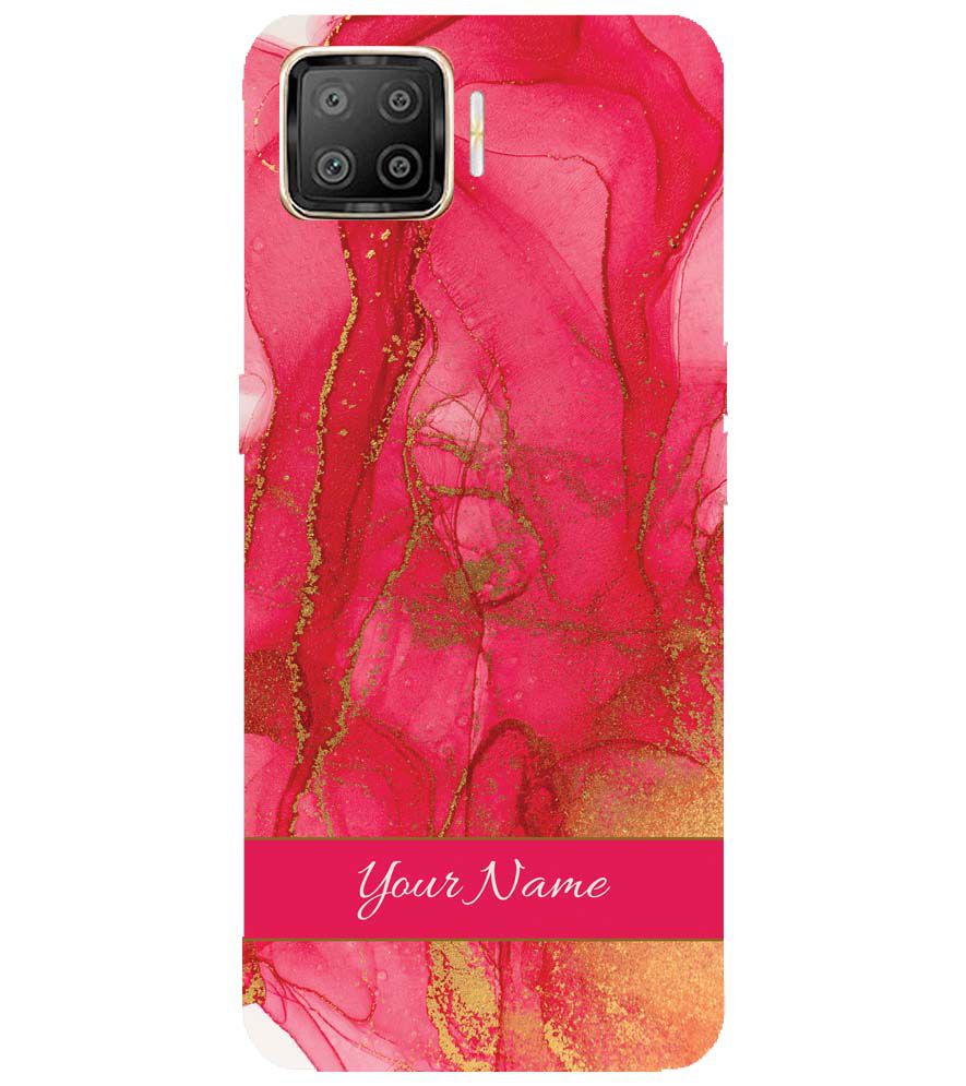 IK5010-Hot Pink Marble with Name Back Cover for Oppo F17