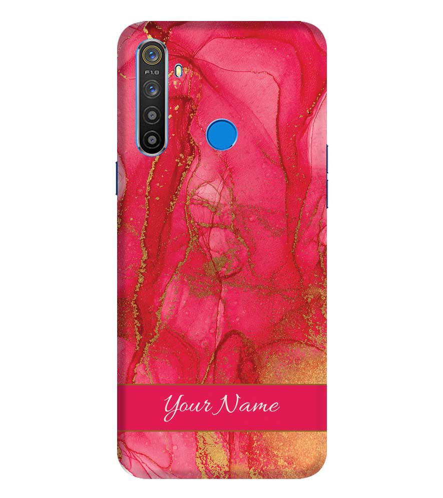 IK5010-Hot Pink Marble with Name Back Cover for Realme 5i