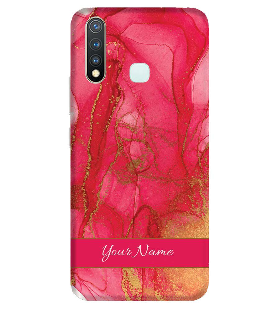 IK5010-Hot Pink Marble with Name Back Cover for Vivo U20