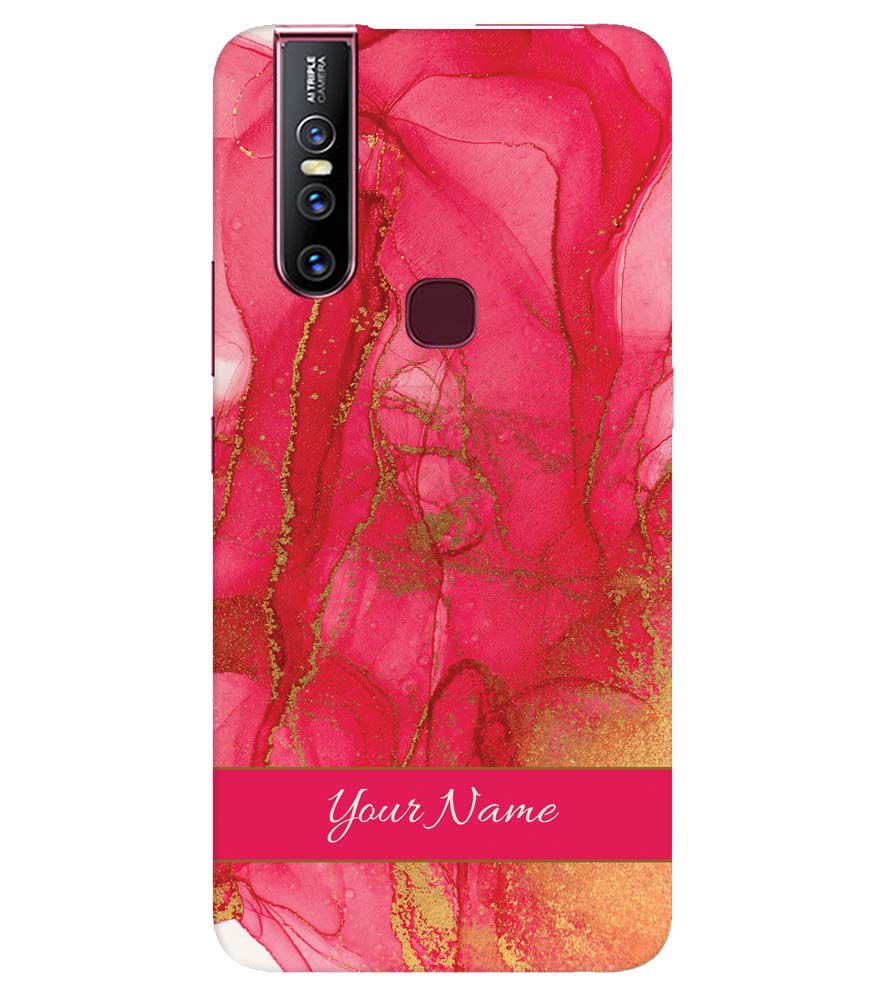 IK5010-Hot Pink Marble with Name Back Cover for Vivo V15