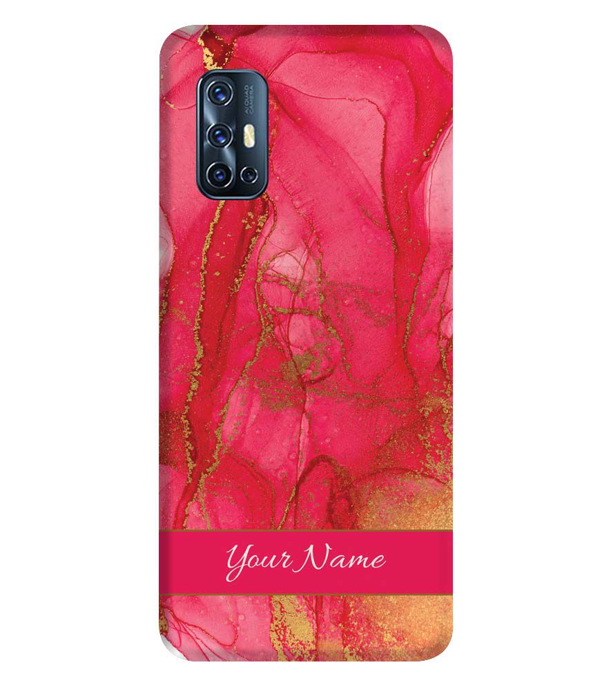 IK5010-Hot Pink Marble with Name Back Cover for Vivo V17