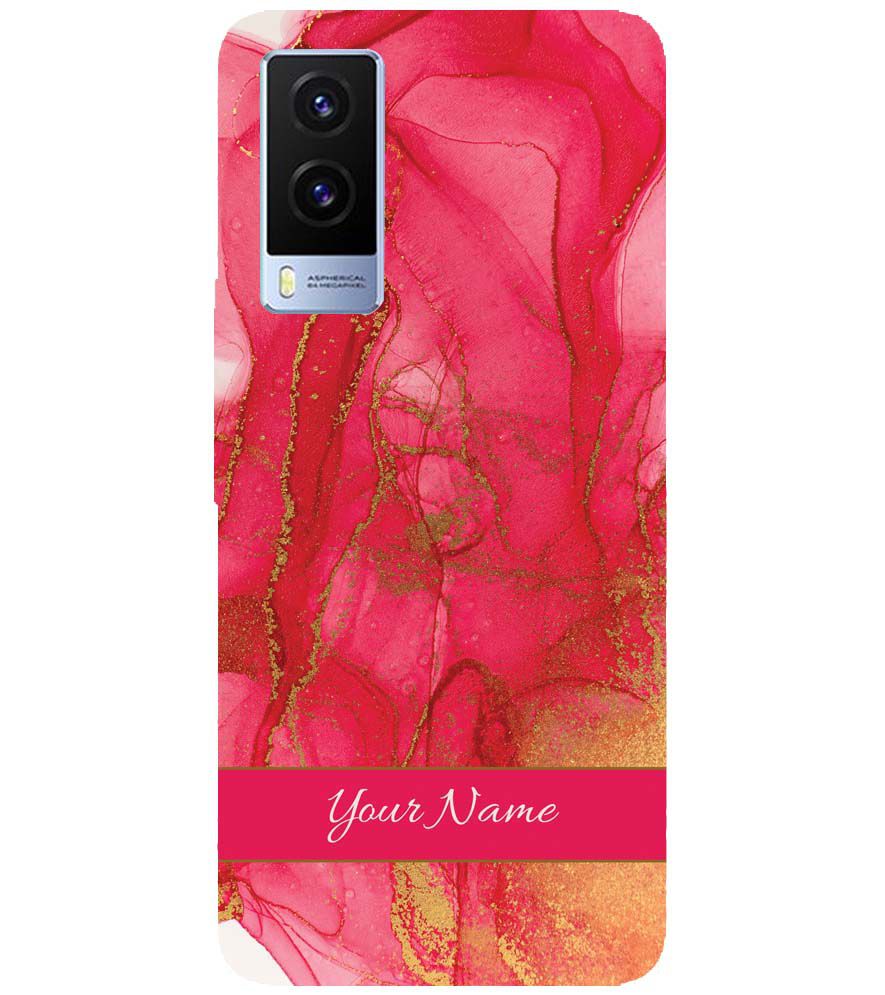 IK5010-Hot Pink Marble with Name Back Cover for Vivo V21e 5G
