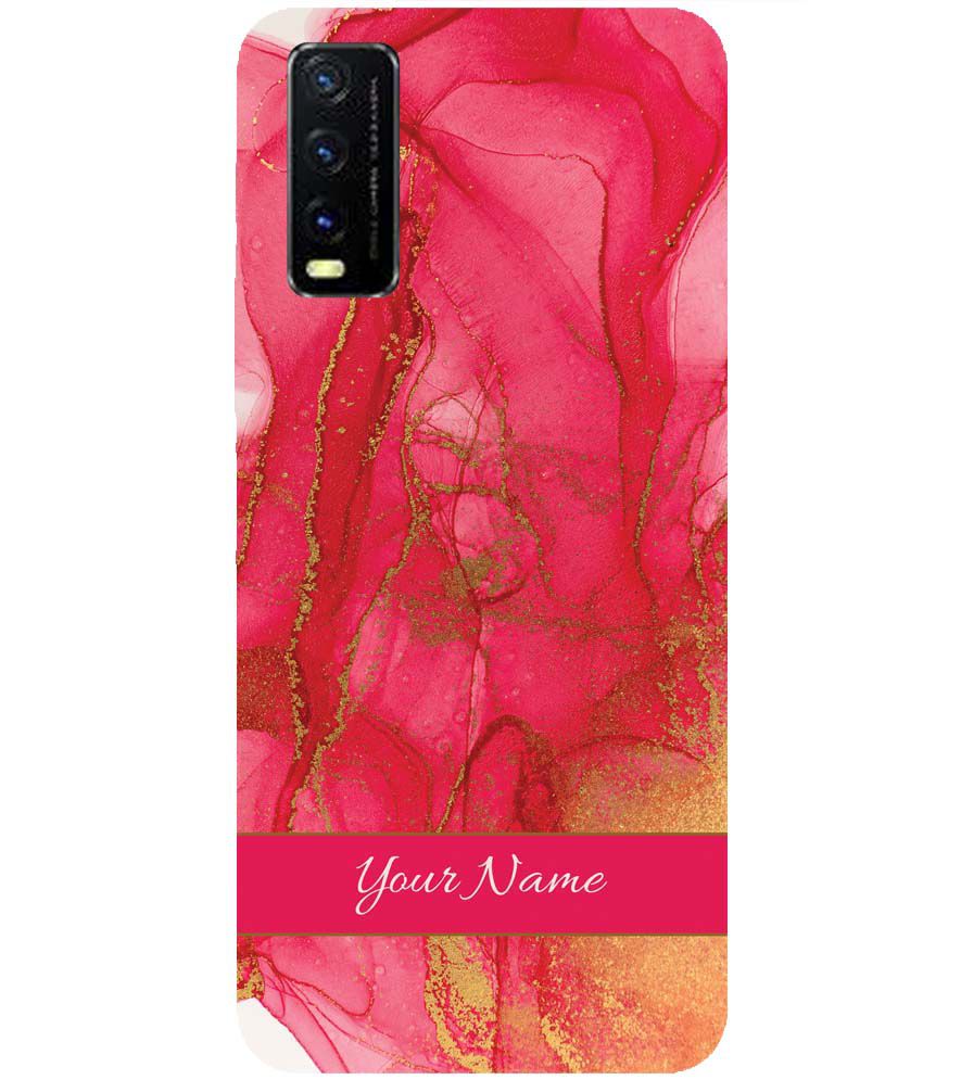 IK5010-Hot Pink Marble with Name Back Cover for vivo Y20s