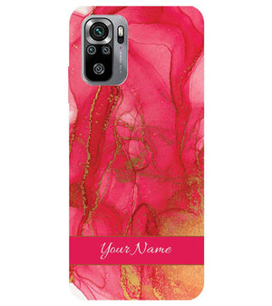 IK5010-Hot Pink Marble with Name Back Cover for Xiaomi Redmi Note 10