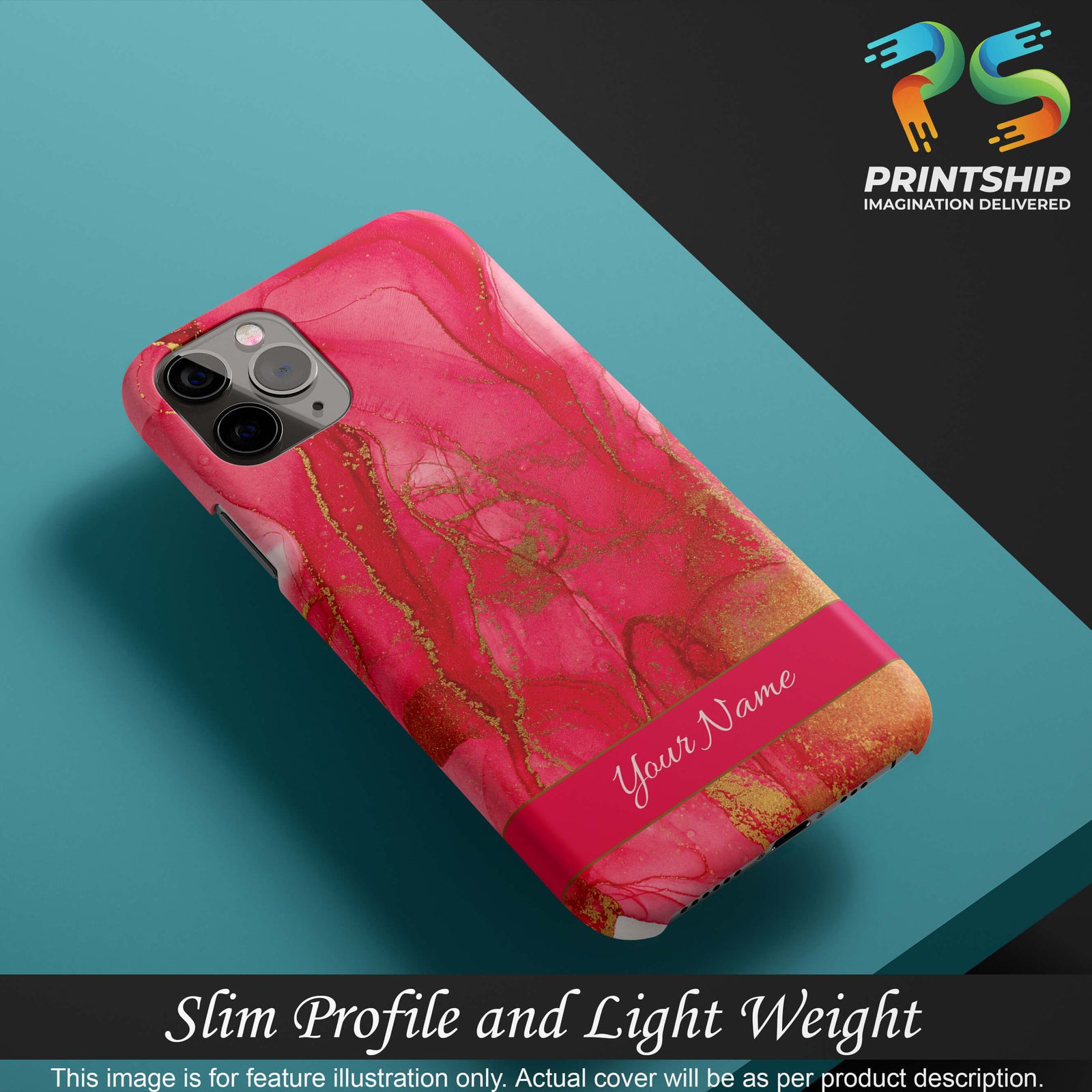 IK5010-Hot Pink Marble with Name Back Cover for Vivo Z1 Pro-Image4