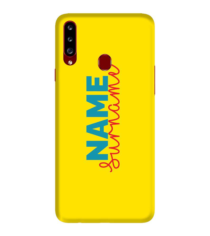 IK5016-Yellow Name and Surname Back Cover for Samsung Galaxy A20s