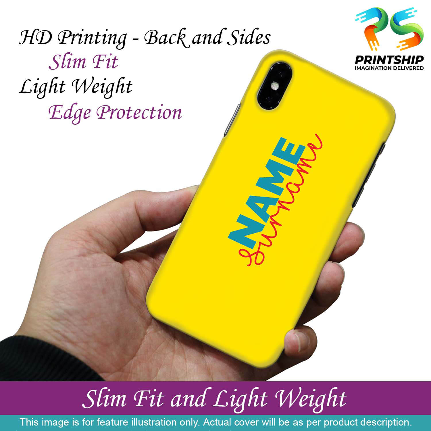 IK5016-Yellow Name and Surname Back Cover for Vivo V15 Pro