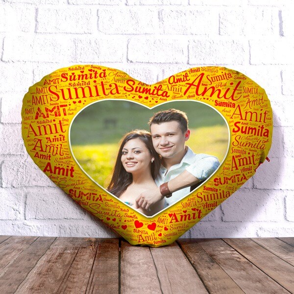 Heart Shape Name Mosaic Cushion