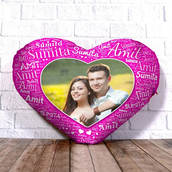 Heart Shape Name Mosaic Cushion