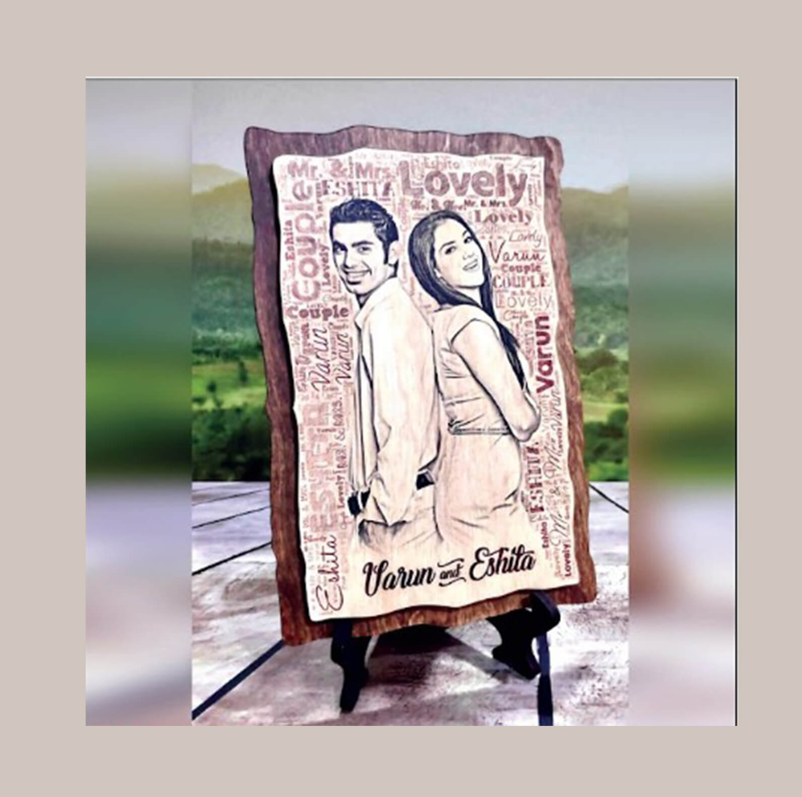 Wooden Plaque Photo Frame - MDF Wood, 6x8 Inches