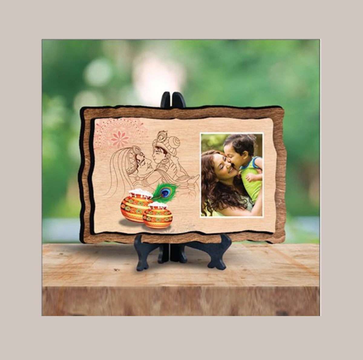 Wooden Plaque Photo Frame - MDF Wood, 8x6 Inches