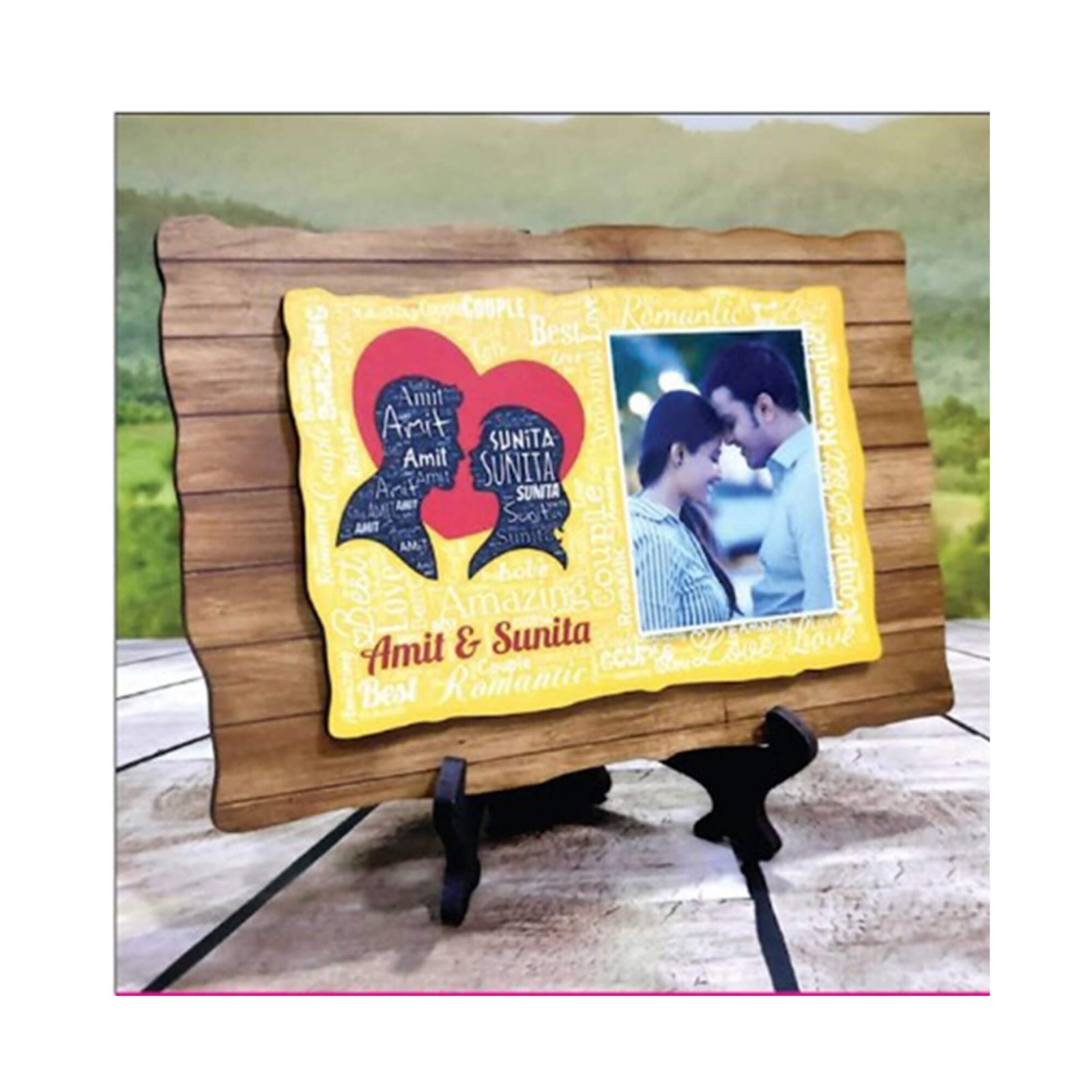 Love Wooden Plaque Photo Frame - MDF Wood, 8x6 Inches