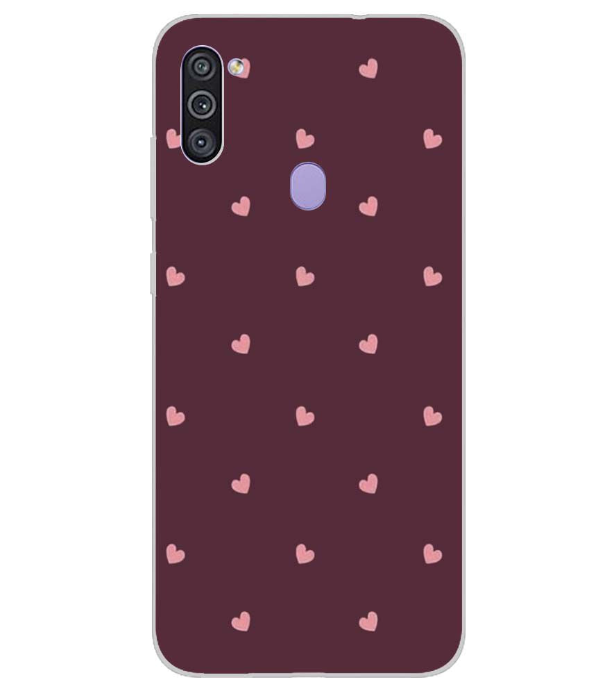 PS1307-Pink Heart Back Cover for Samsung Galaxy M11