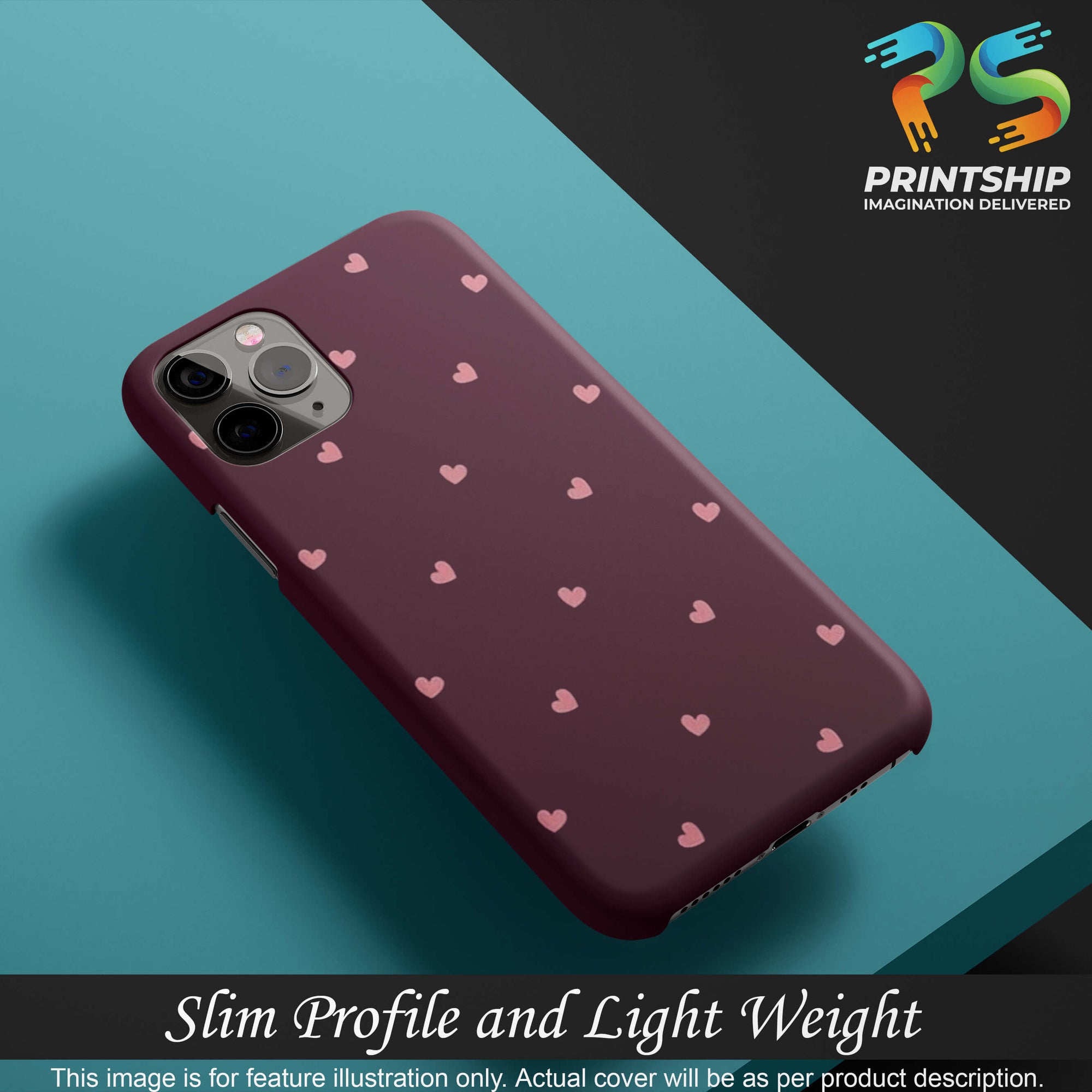PS1307-Pink Heart Back Cover for Oppo A52-Image4
