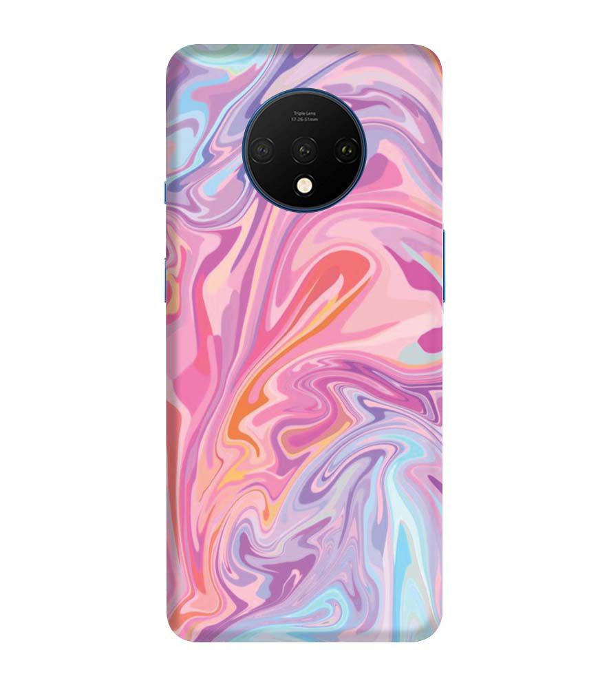 PS1319-Pink Premium Marble Back Cover for OnePlus 7T