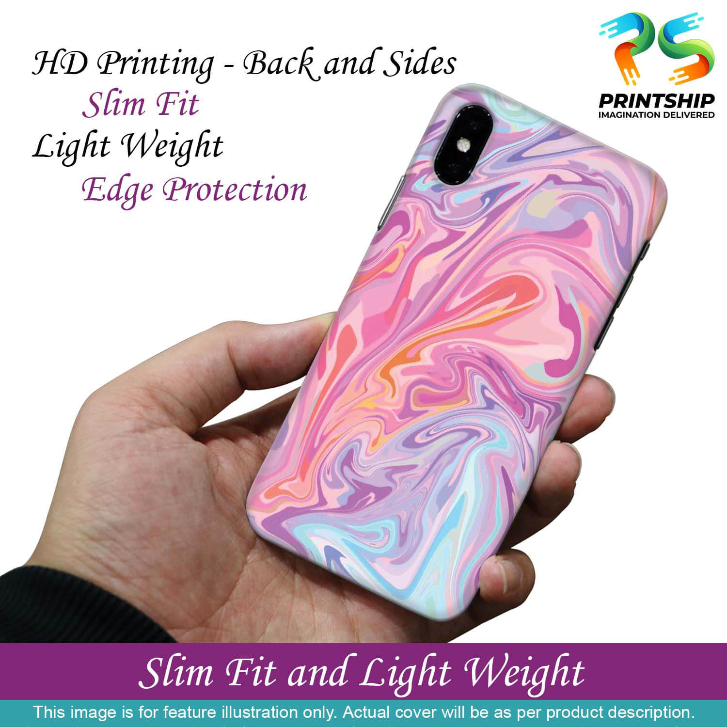 PS1319-Pink Premium Marble Back Cover for Vivo Z1 Pro