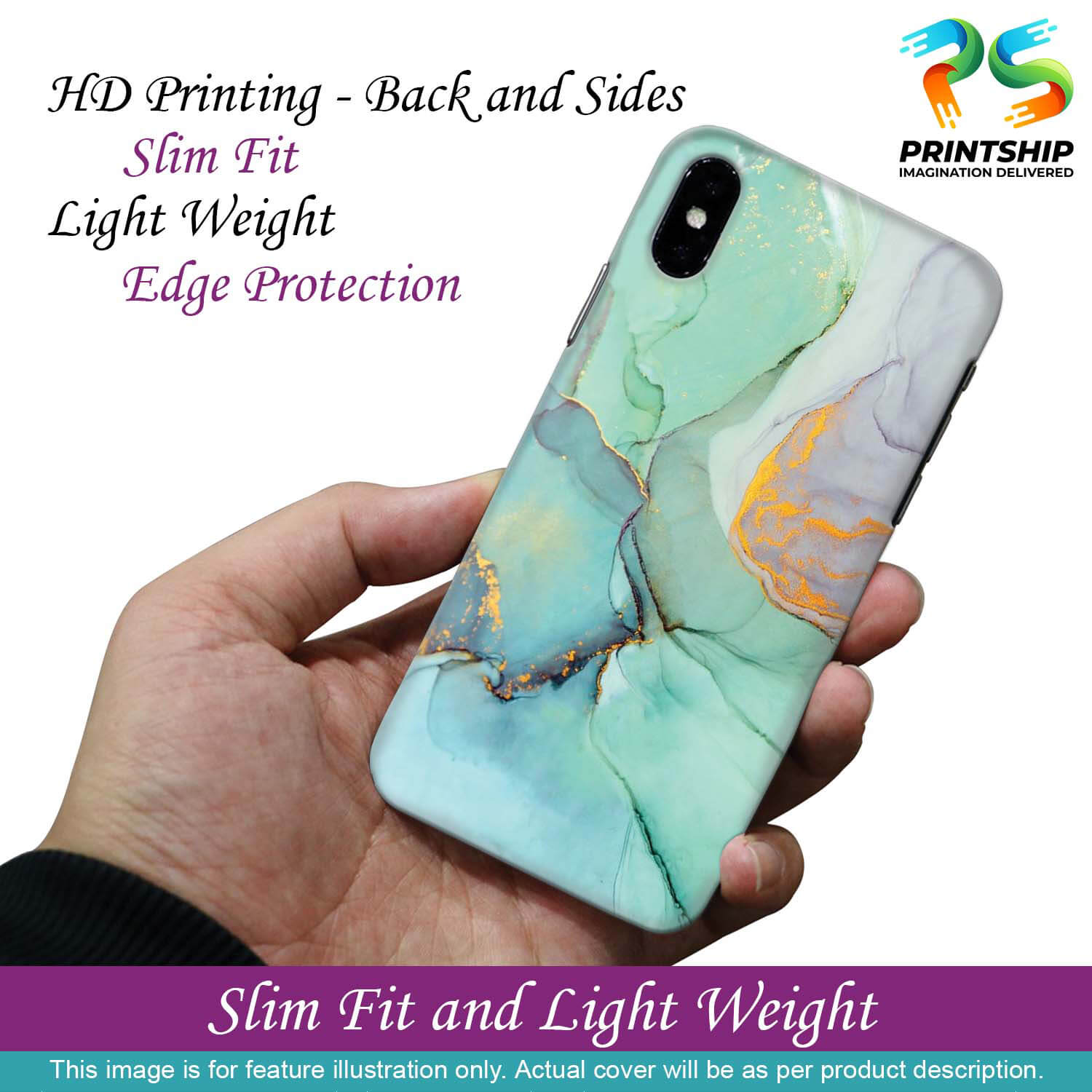 PS1320-Green Marble Premium Back Cover for Oppo A7