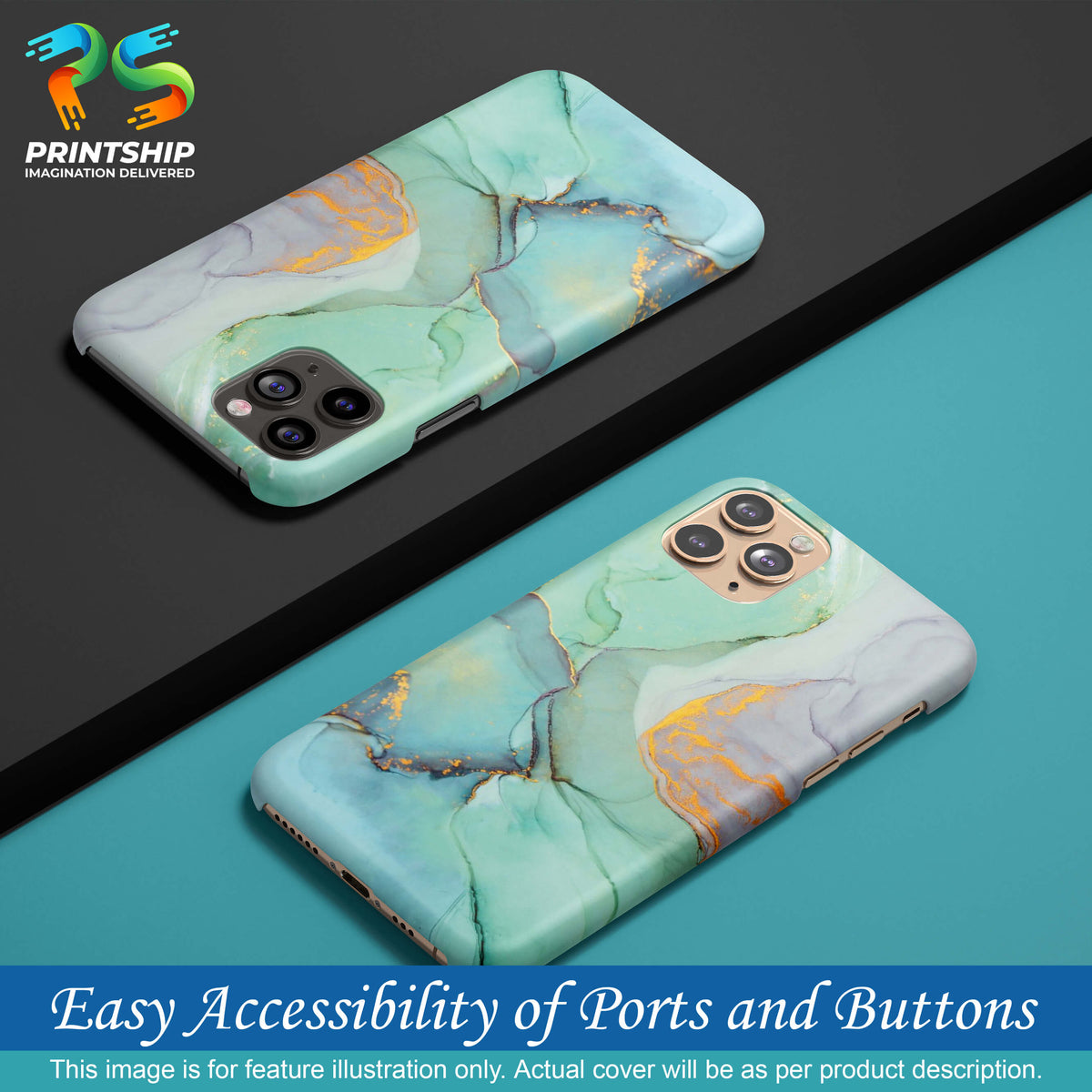 PS1320-Green Marble Premium Back Cover for vivo Y53s-Image5