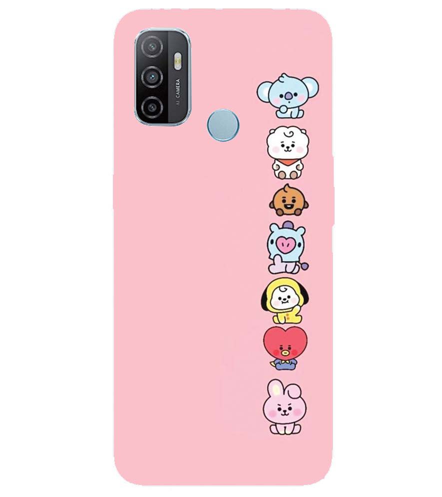 PS1321-Cute Loving Animals Girly Back Cover for Oppo A53