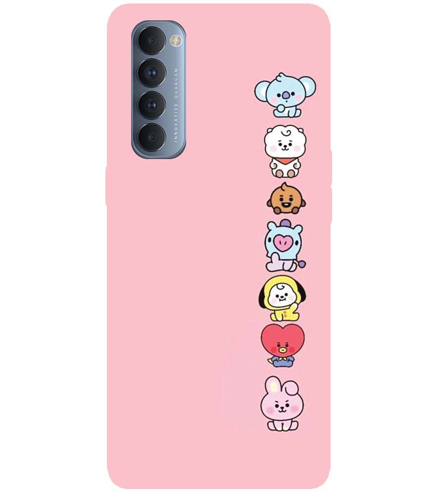 PS1321-Cute Loving Animals Girly Back Cover for Oppo Reno4 Pro
