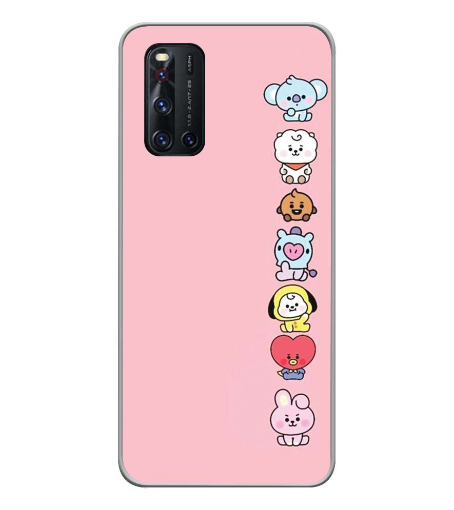 PS1321-Cute Loving Animals Girly Back Cover for Vivo V19