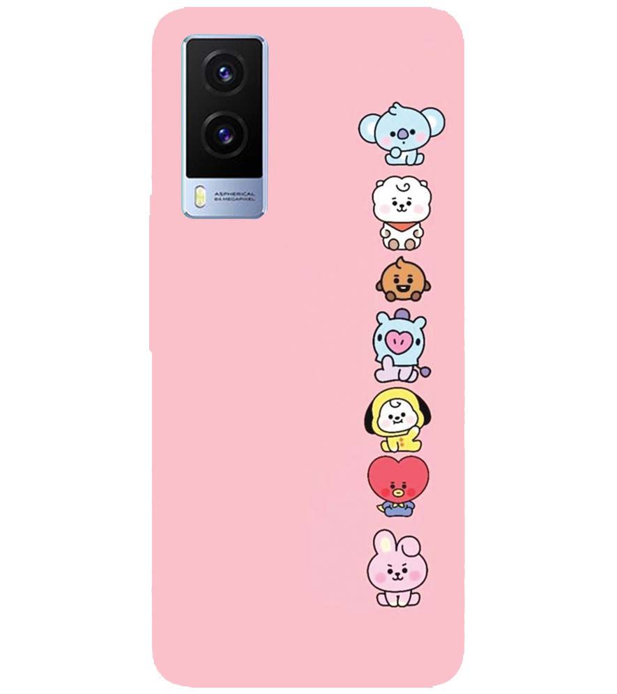 PS1321-Cute Loving Animals Girly Back Cover for Vivo V21e 5G