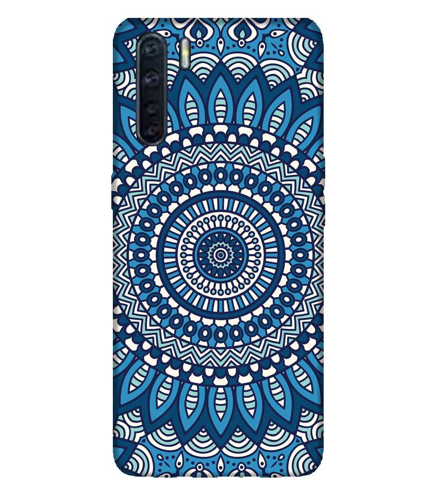 PS1327-Blue Mandala Design Back Cover for Oppo F15