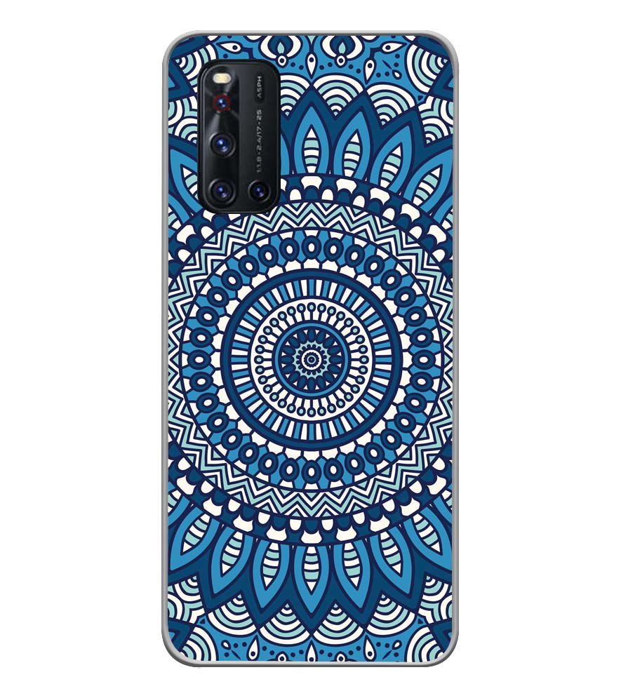 PS1327-Blue Mandala Design Back Cover for Vivo V19