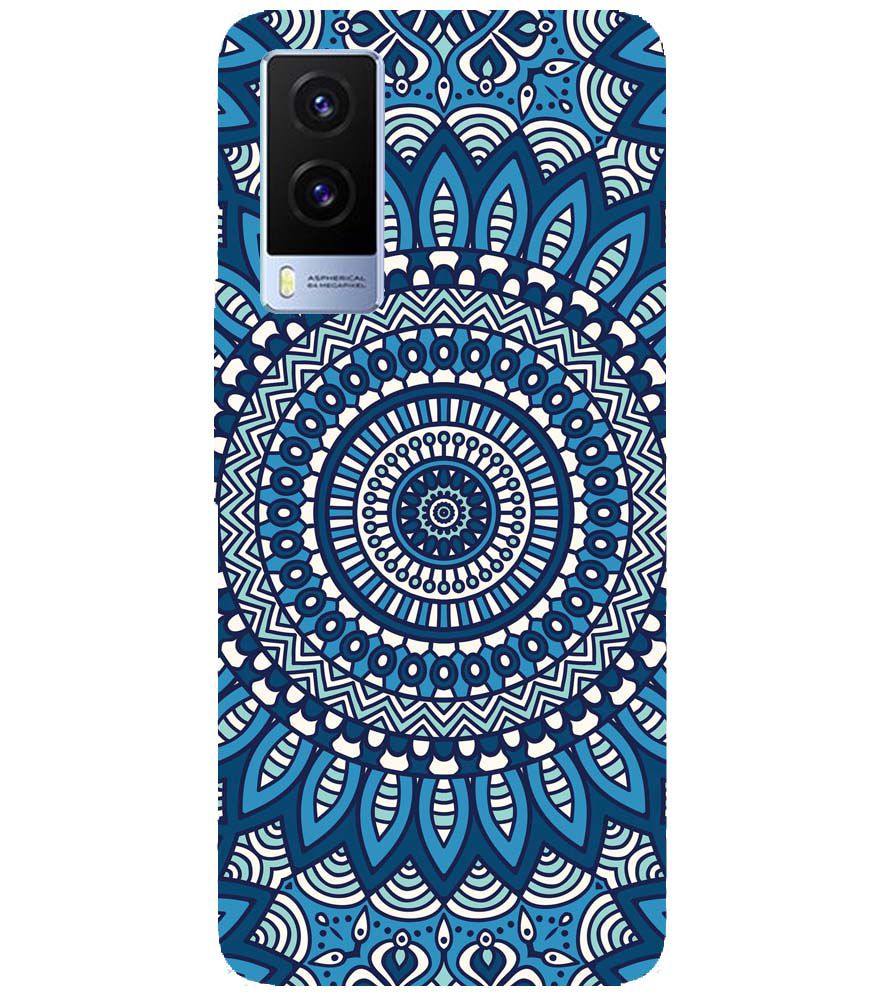 PS1327-Blue Mandala Design Back Cover for Vivo V21e 5G