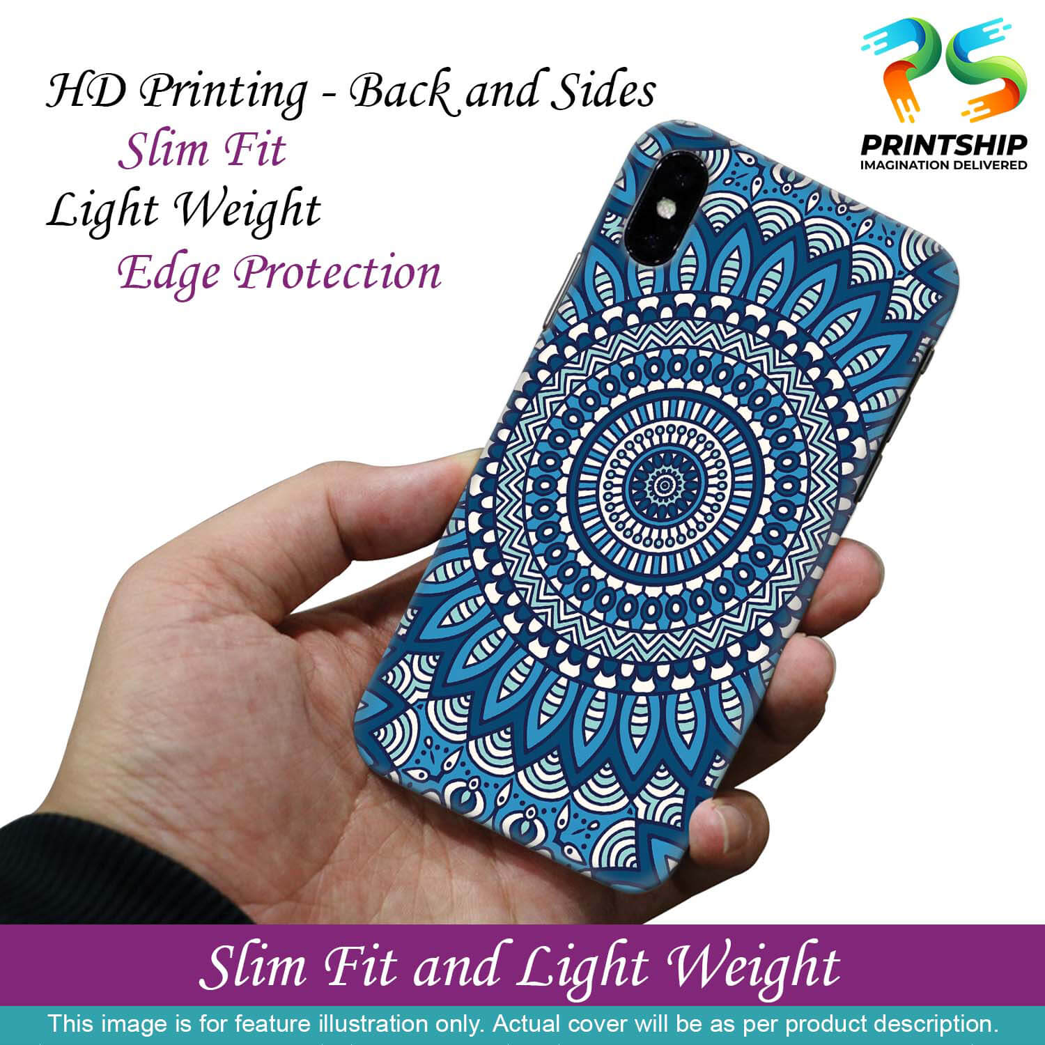 PS1327-Blue Mandala Design Back Cover for Huawei Honor 9 Lite