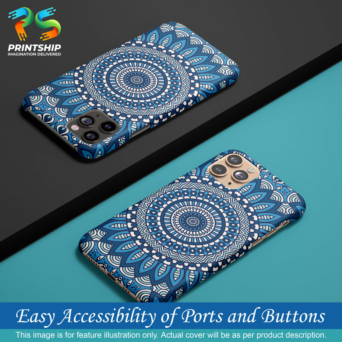 PS1327-Blue Mandala Design Back Cover for Oppo F1s : A59-Image5