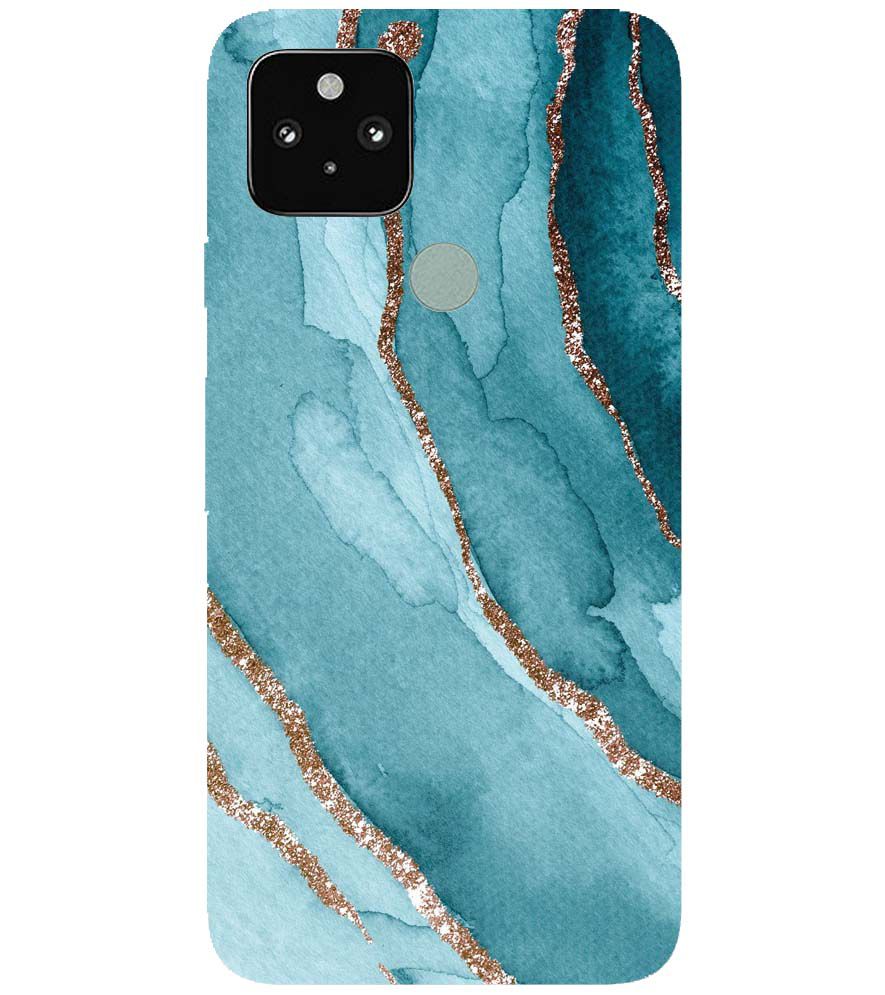 PS1329-Golden Green Marble Back Cover for Google Pixel 5