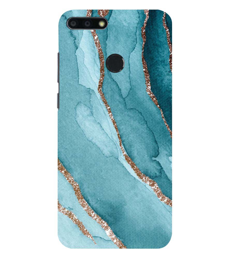 PS1329-Golden Green Marble Back Cover for Huawei Honor 7A