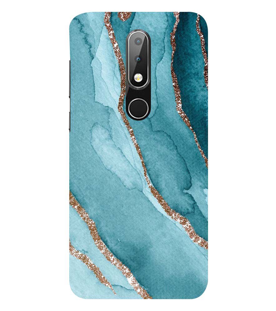 PS1329-Golden Green Marble Back Cover for Nokia 6.1 (2018)