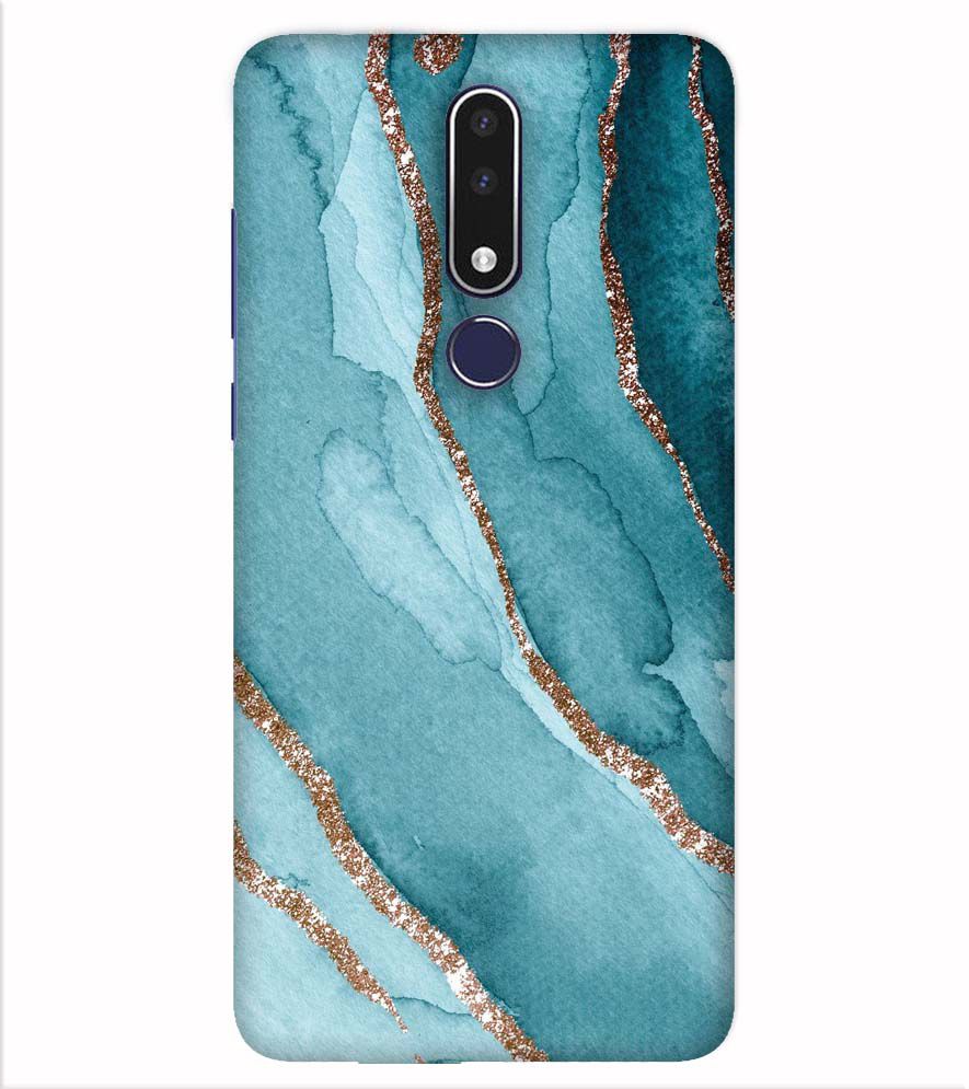 PS1329-Golden Green Marble Back Cover for Nokia 7.1