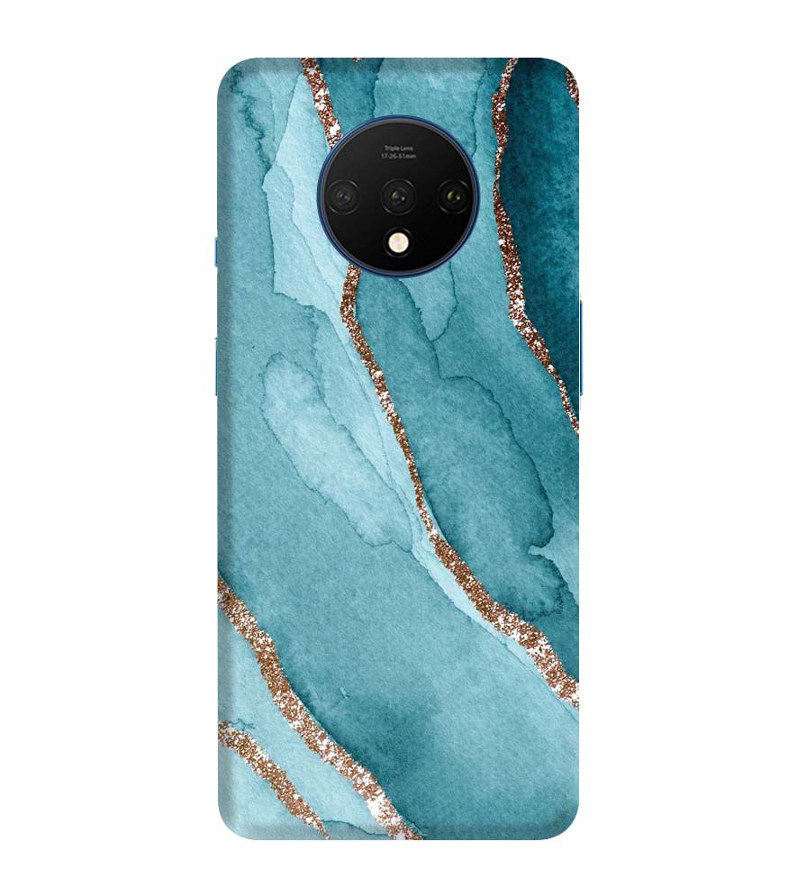 PS1329-Golden Green Marble Back Cover for OnePlus 7T